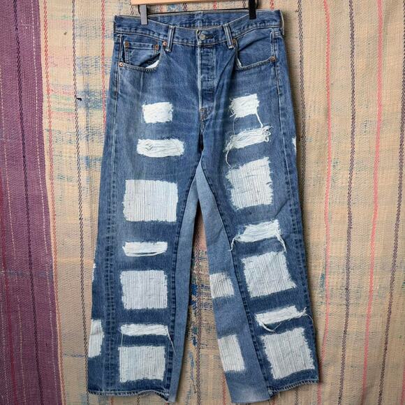 Custom wide leg baggy flared jeans size 34 x 32 - Picture 1 of 6